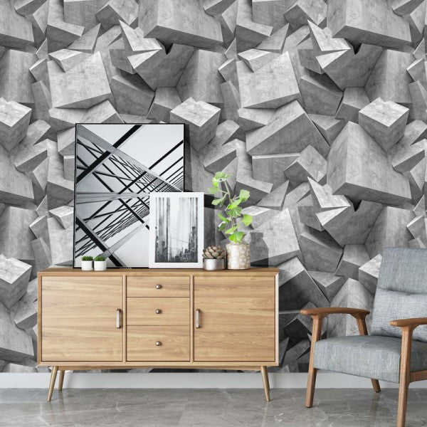 Grey Brick Peel and Stick Wallpaper