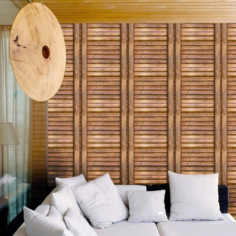 Retro Wood Grain Striped Wallpaper