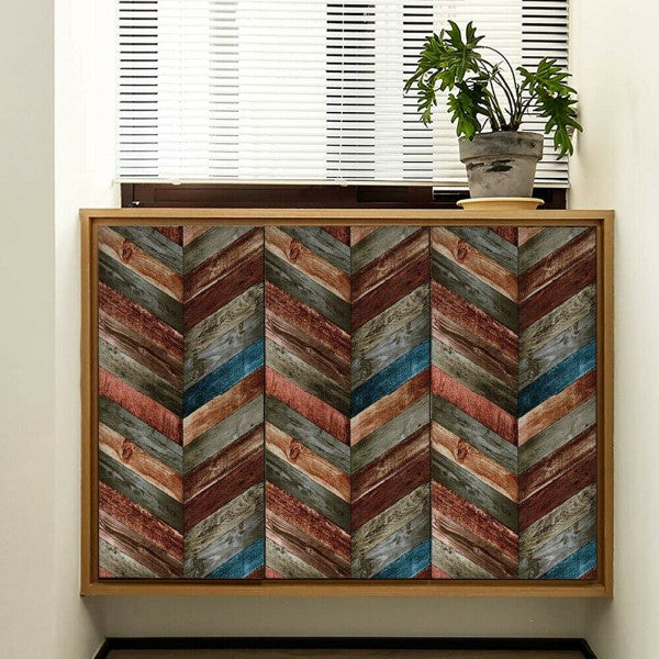 Multi Colour Wooden Cross Strip Wallpaper