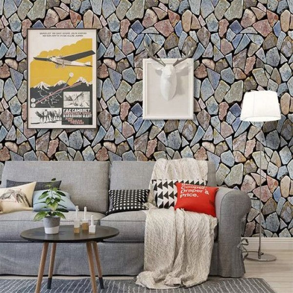 Multicolor Stone Brick Wallpaper