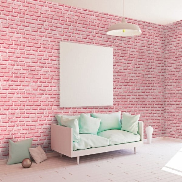 Floppy Pink Brick Wallpaper for Walls Living Room Bedroom Furniture Kitchen  Office  3D Brick Wallpaper for Wall Decor  Self Adhesive Wall Stickers  Size  70 CM X 77 CM  Amazonin Home Improvement