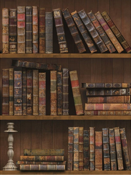 Vintage Wooden Bookshelf Wallpaper