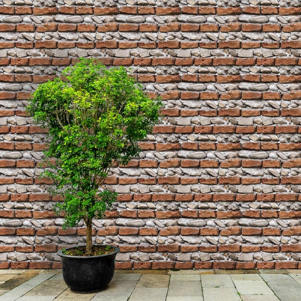 Brown & Cream Stone Brick Wallpaper