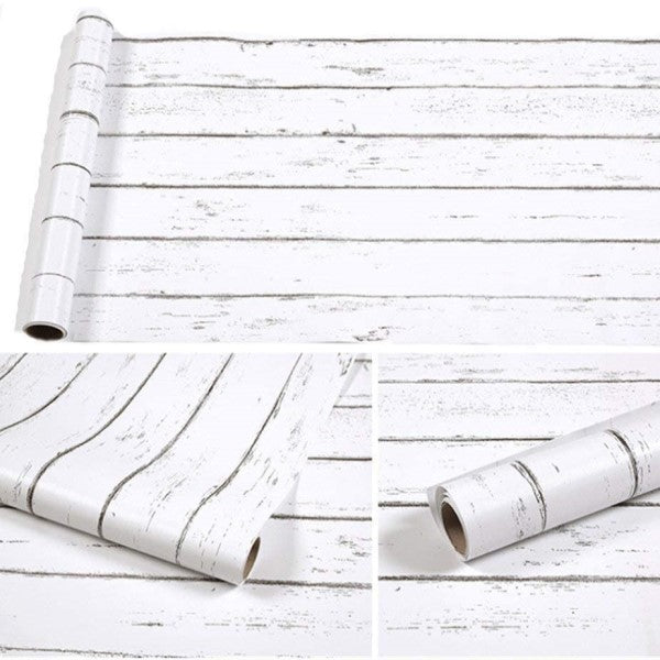 White Wooden Strip Wallpaper