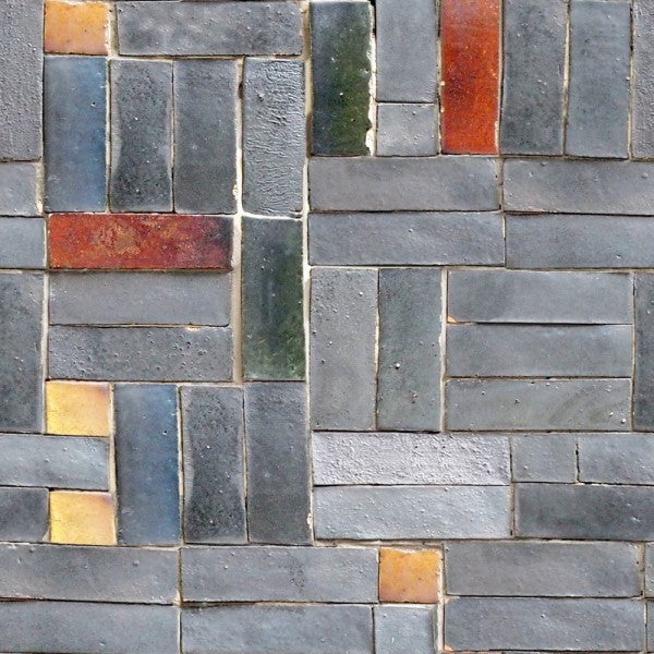 Grey Multicolour Brick Wallpaper