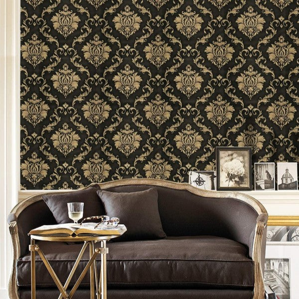 Westminster Damask by Architects Paper  Black  Wallpaper  Wallpaper  Direct