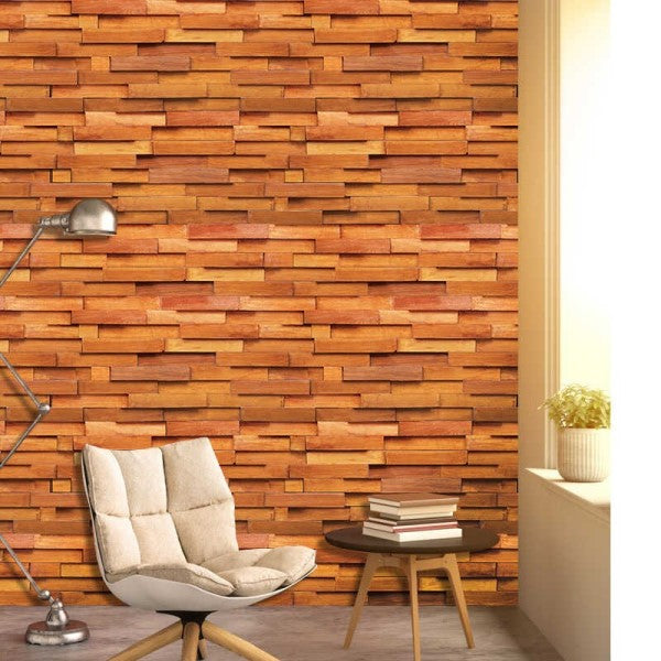 Drak Wooden Stone Brick Wallpaper