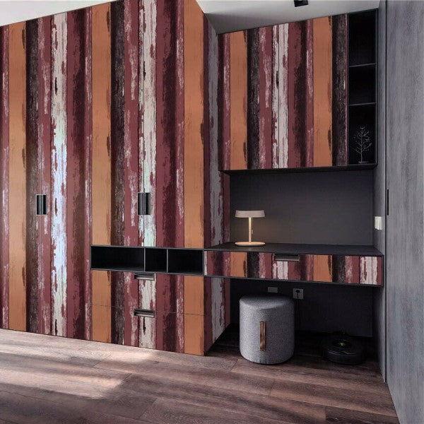 Caramel Wooden Strip Wallpaper